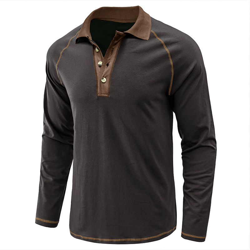 Herren Langarm Revers T-Shirt Herren Poloshirt Herren Herbst Unterhemd Top_voghion.com