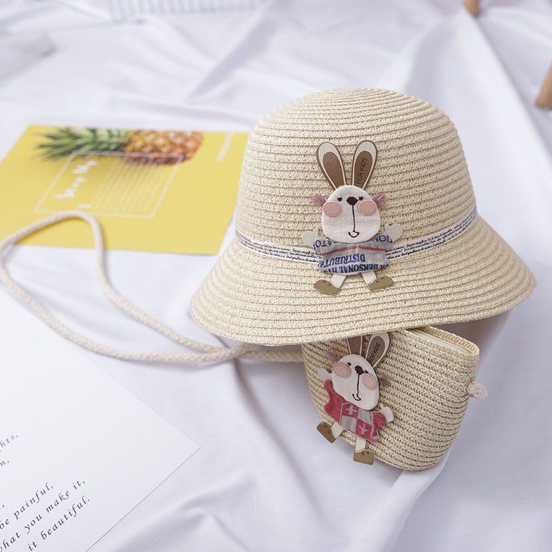 Nuova borsa per cappello da spiaggia per ragazza estiva con parasole per bambini, erba, simpatico cartone animato_voghion.com
