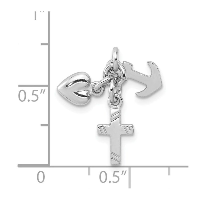 Sterling Silver Rhodium-plated Faith, Hope & Charity Charm_voghion.com