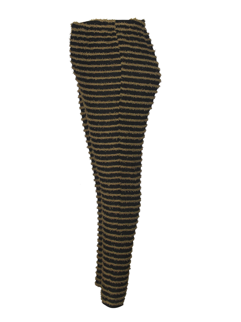 Pantaloni slim da donna a vita alta in maglia a righe_voghion.com