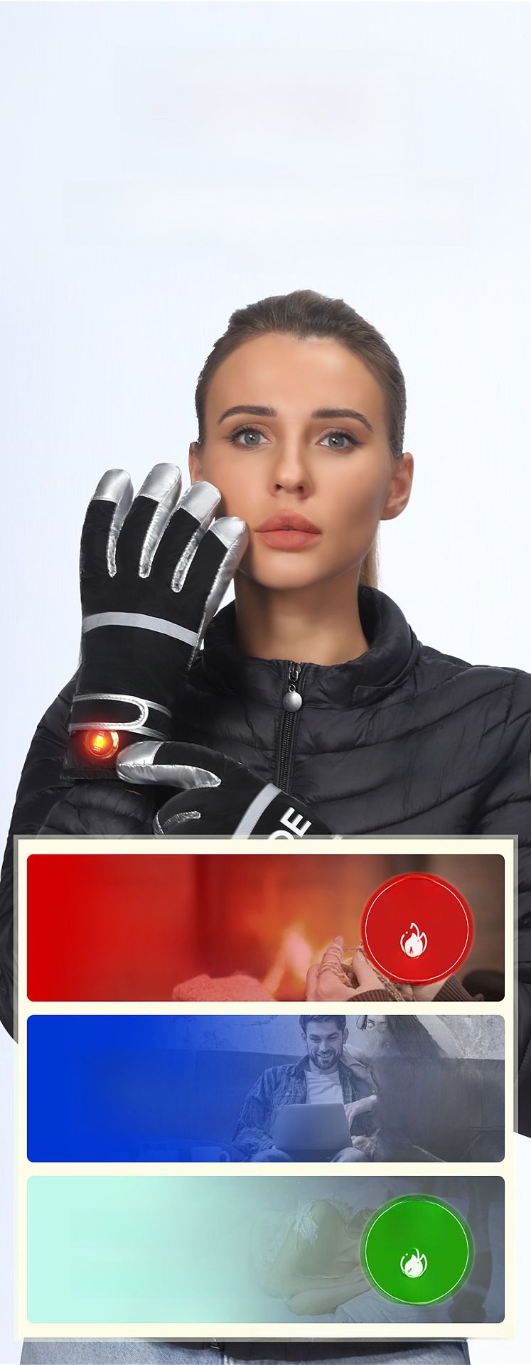 Cycling Gloves Smart Charging Heating Gloves Winter Warm Double-sided Heating Cotton Gloves Electric Motorcycle Electric Riding Women's_voghion.com