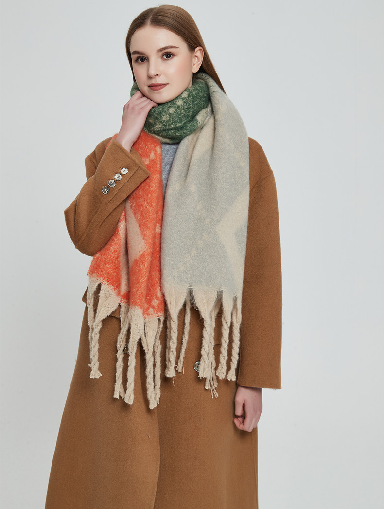 Dicker Mohairschal für Damen, Unisex, mit groben Quasten_voghion.com