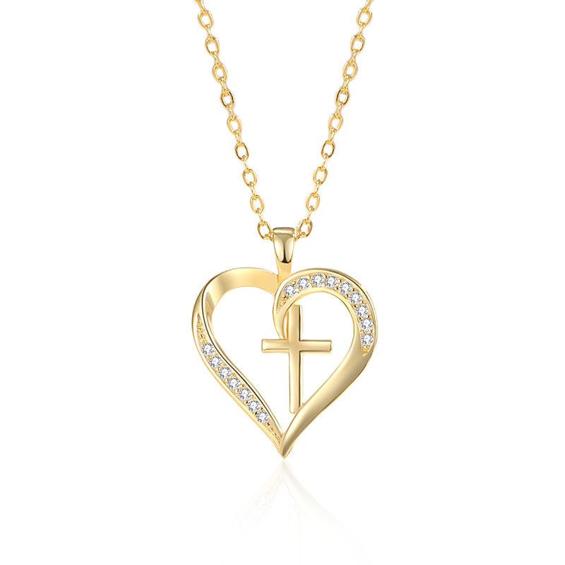 Collana in argento sterling di alta qualità per donna, con croce a forma di cuore con diamanti, catena alla clavicola alla moda_voghion.com