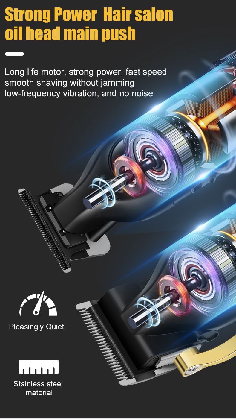 T9 Professional Hair Clipper – Ultra-Quiet (<36dB), Waterproof & Cordless For Bald Fades, Beard Trimming & Home Barbering (5 Configurations)_voghion.com