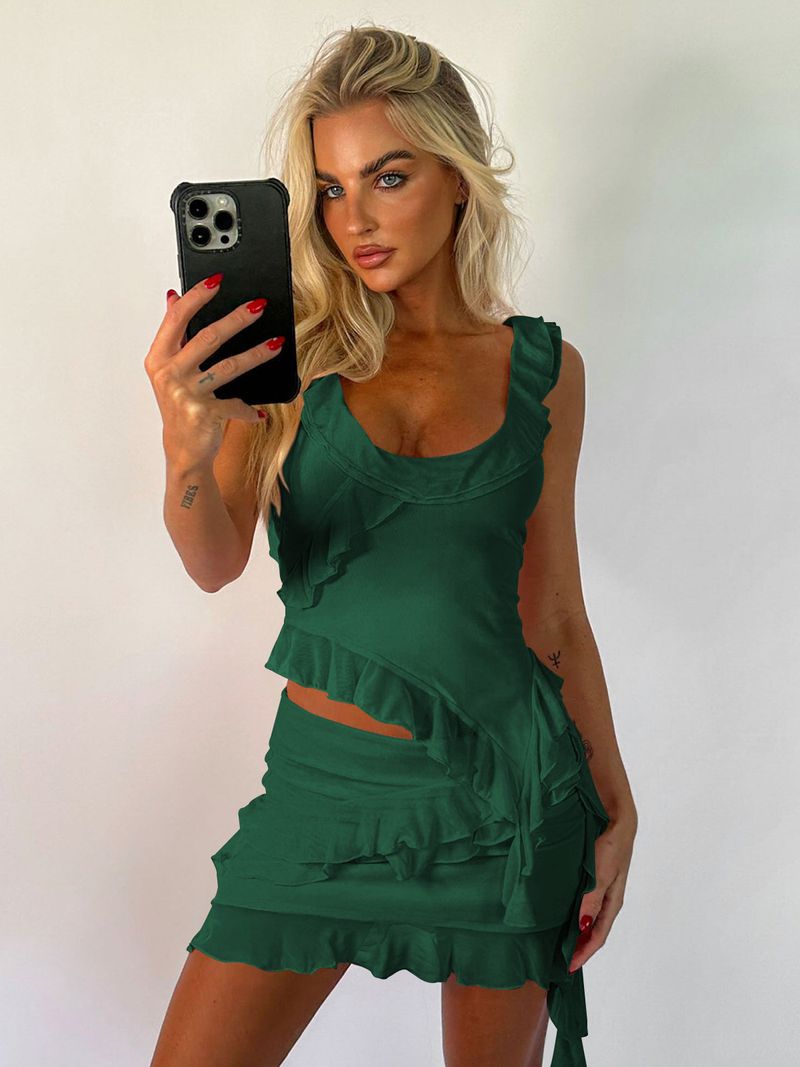 Damenbekleidung High-End Frühling Quaste Sexy rückenfreie Weste Rock zweiteiliger Anzug_voghion.com
