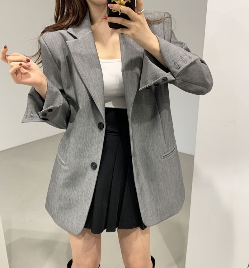 2024 Outono/Inverno Novo Melad Dress Up Coreano Chique Clássico Marrom Cinza Terno Casaco_voghion.com