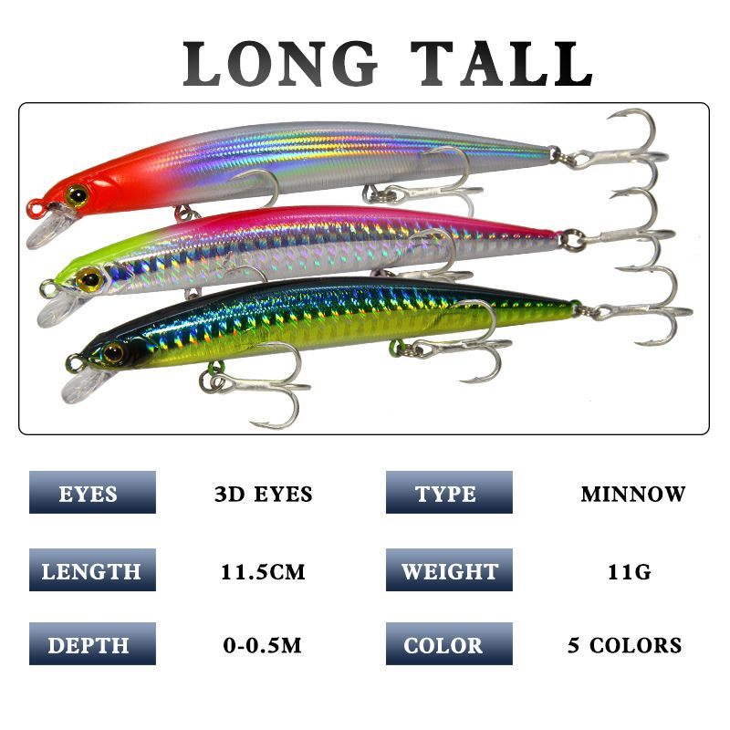 Új csali Minnow Bao Diao Jun 11.5cm/11g Távdobó Minnow Utánzó Műanyag Kemény Csali Horgászfelszerelés_voghion.com