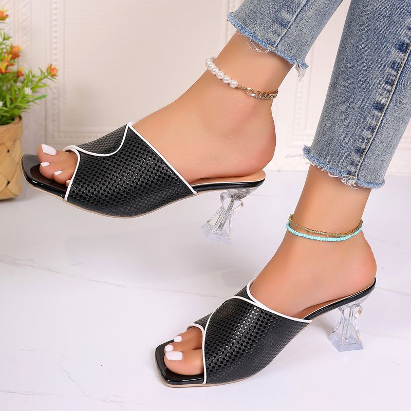 2024 Frühling Herbst Neue Kristall High Heels Damen Bequeme und Modische Koreanische Mode Mama Schuhe Dicken Absatz_voghion.com