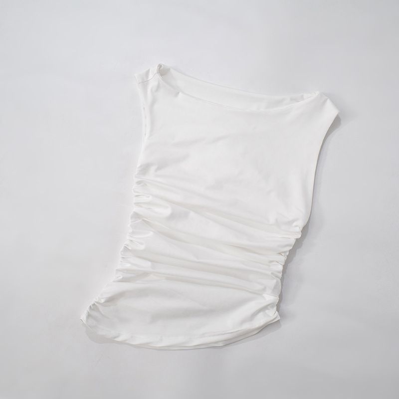 Pantaloni larghi dritti con vita elastica e spalle scoperte, pantaloni da donna, primavera ed estate, tuta_voghion.com