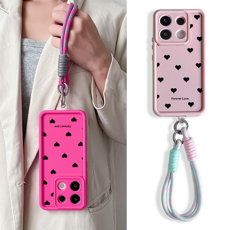 Custodia con cordino per telefono Xiaomi 14T 12T 13T 11T 15 14 12 13 Poco X6 X5 X3 F3 F5 Pro Lite con cordino da polso a forma di cuore_voghion.com