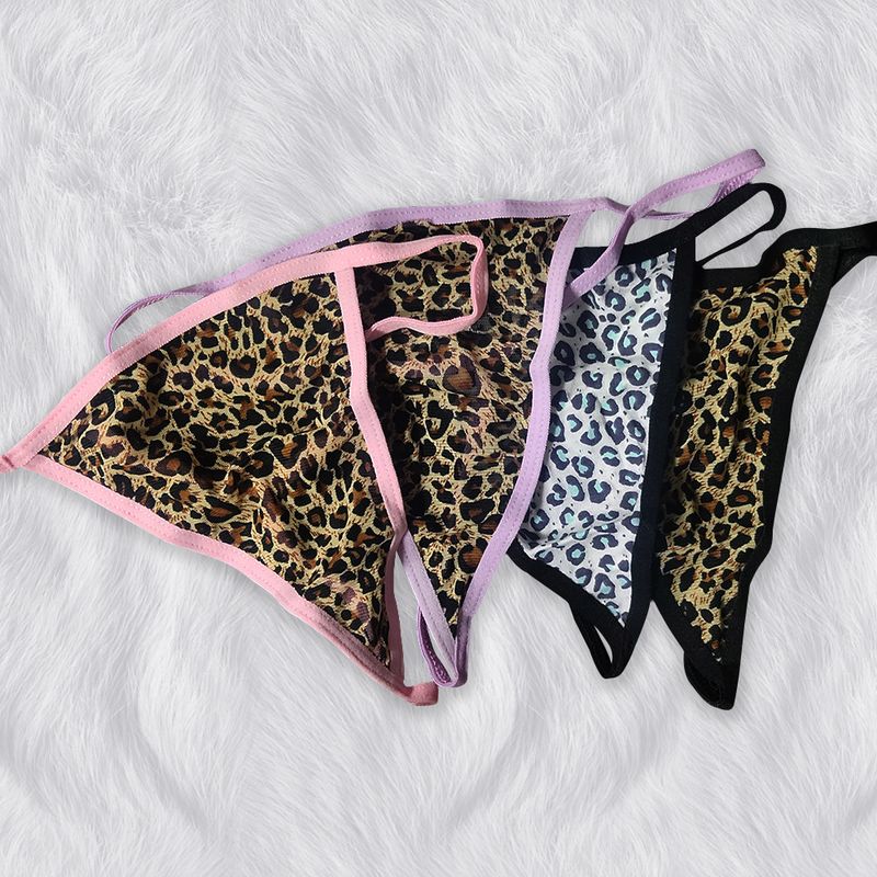 String sexy imprimé léopard, culotte triangle sans coutures pour femme, style adulte_voghion.com
