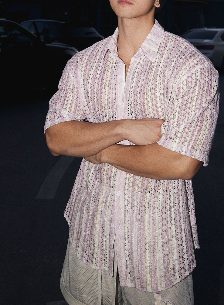Herren Sommer Lose Casual Aushöhlen Kurzarm Hemd Ins Nische_voghion.com