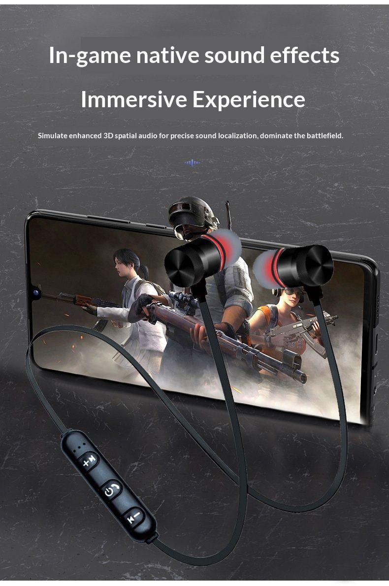 Auricolari stereo Bluetooth sportivi wireless a doppio orecchio, batteria a lunga durata, auricolari magnetici da appendere al collo, auricolari di marca_voghion.com