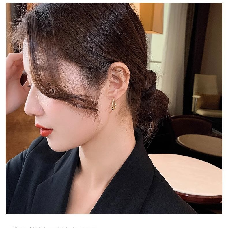 S Silver Needle Twisted Strip 2023 New Trendy Hoop Simple High-end Elegant Earrings Jewelry_voghion.com