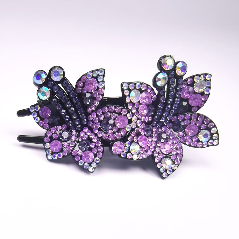 Large Double-Flower Claw Clips, Premium Duckbill Hair Clips For Back Of Head, Handmade Rhinestone Hairpins, Women's Hair Accessories_voghion.com