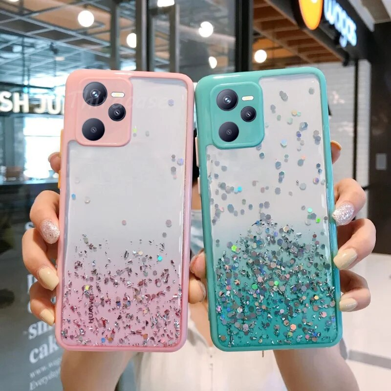 Pailletten Silikon stoßfeste Hülle für OPPO Realme 5 5s 5i 6i 8 Pro GT Master C35 Kameraschutz Glitzerhülle_voghion.com