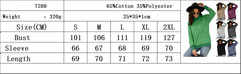 Abbigliamento da donna T-shirt a maniche lunghe con collo alto e maniche lunghe_voghion.com