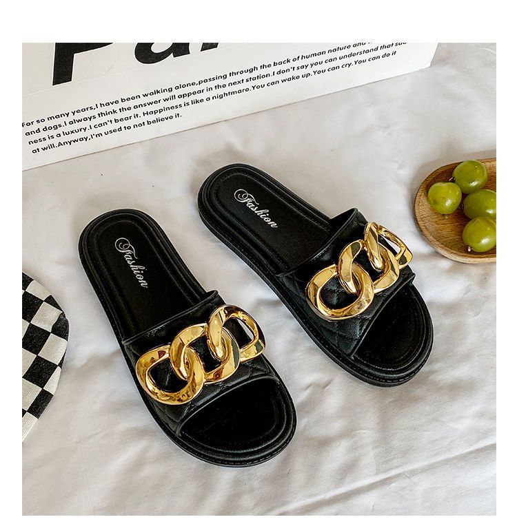 Pantuflas de suela gruesa para exteriores, estilo Xiaoxiang de celebridades de internet, suela suave, ideales para interiores y exteriores, ideales para la playa._voghion.com