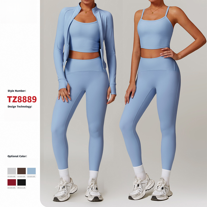 Splicing vrijetijdskleding met lange mouwen yoga afslankend hoog getailleerde sportkleding dames outdoor hardloopfitnesspak 8889_voghion.com