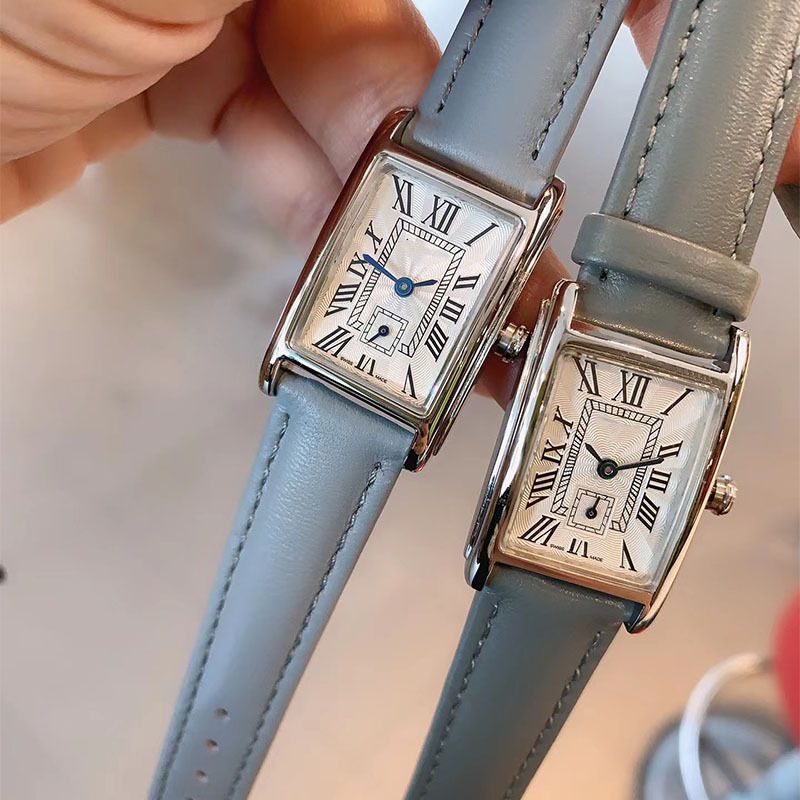 Langjia Dai Zhuowina Series Two-Hand Half-Square Steel Leather Strap Women's Quartz Watch_voghion.com