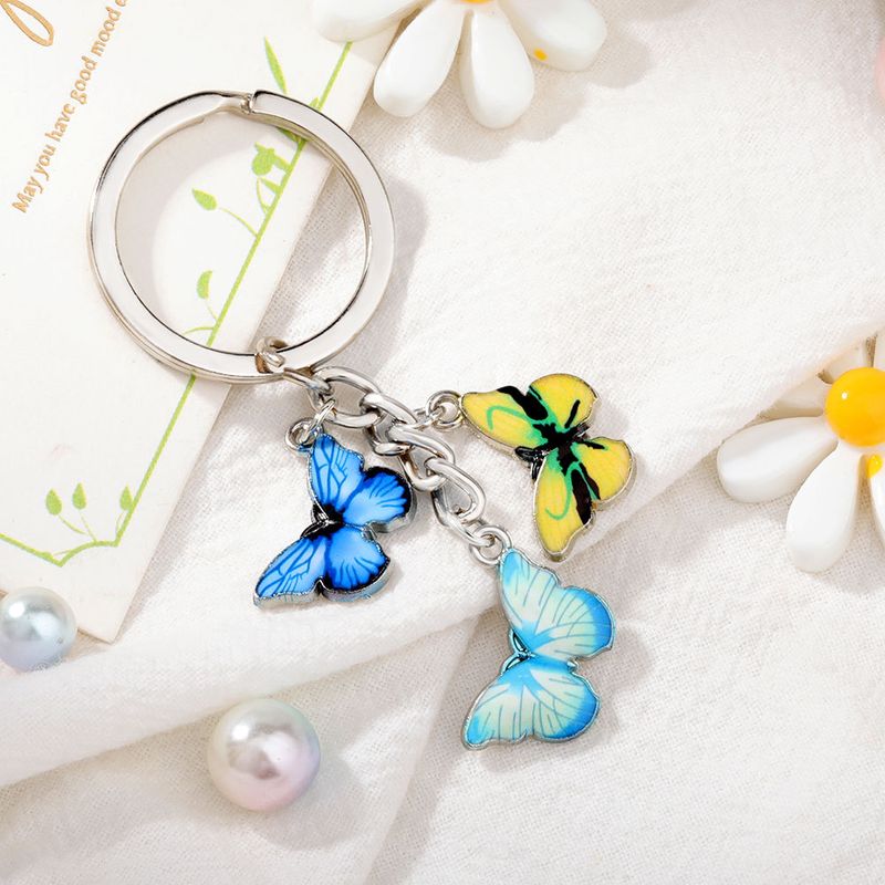 Crystal Colorful Enamel Butterfly Keychain Pendant Accessory Key Ring Fashion Simple_voghion.com