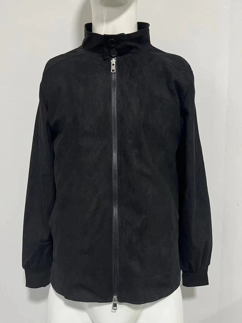 2024 New Casual Fashion Suede Solid Color Jacket Men's Trench Coat_voghion.com