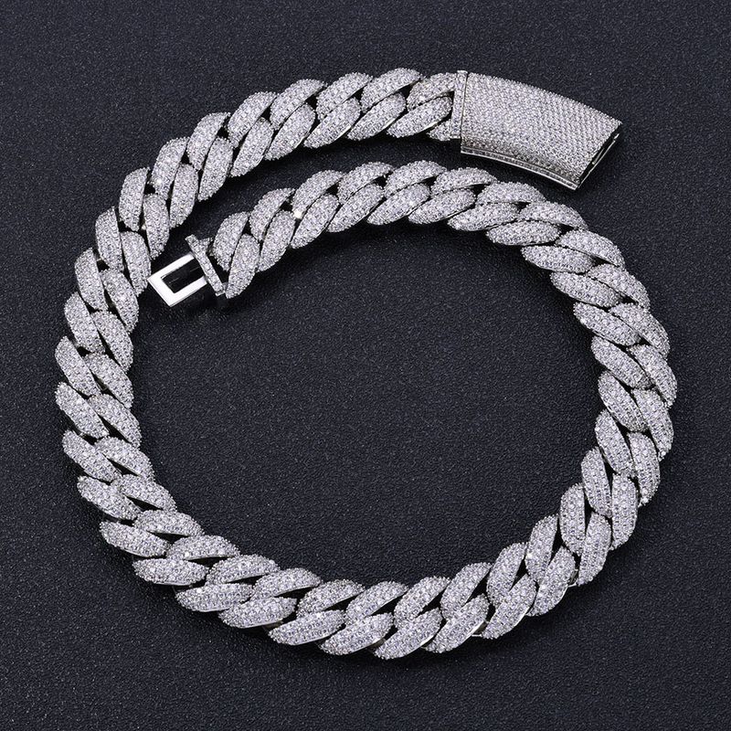 Nuova collana da uomo con zirconi e catena cubana a tre file di diamanti da 18 mm, stile Hip-Hop._voghion.com