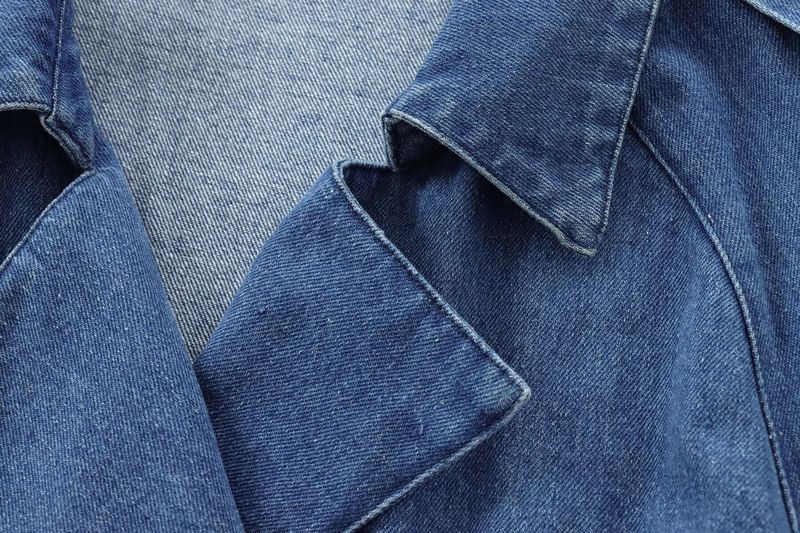 Damenbekleidung 2024 Herbst/Winter Neuware mit Gürtel Zweireiher Jeansjacke_voghion.com