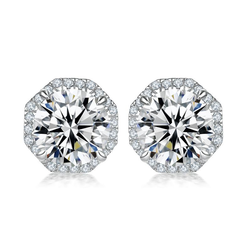 Boucles d'oreilles rondes en pierres précieuses colorées pour femmes, boucles d'oreilles en argent S925, design de niche hexagonal, boucles d'oreilles simples avec pierre de naissance_voghion.com
