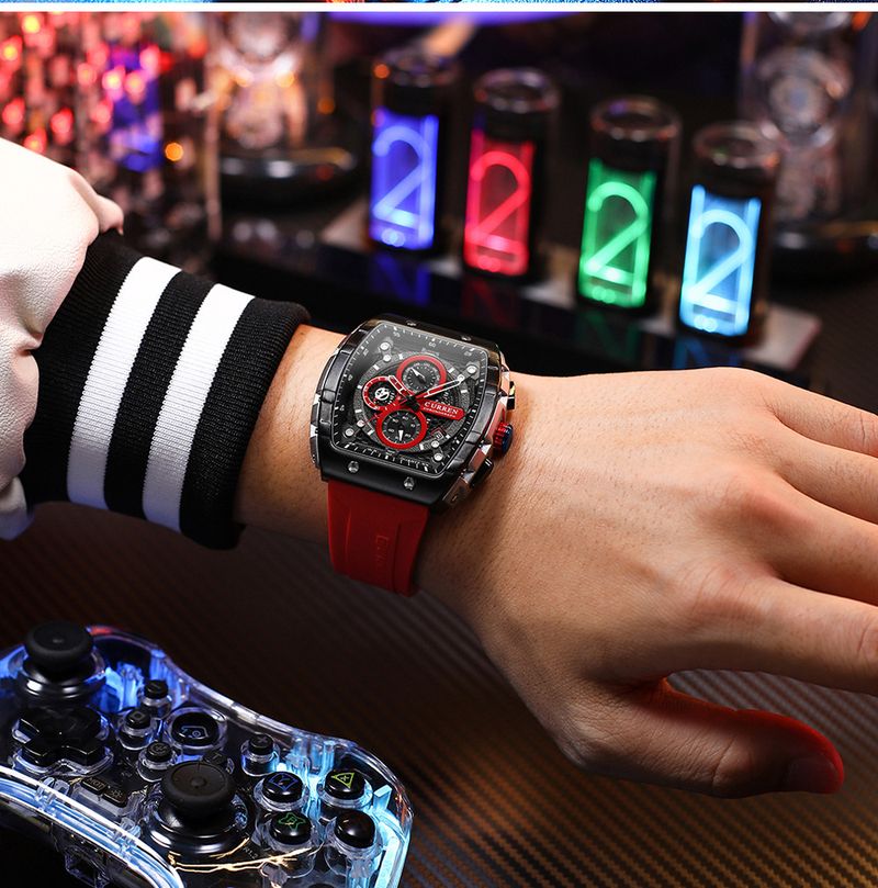 Men's And Women's Waterproof Multifunction Quartz Watch With Date Display, 6-Hand Analog Dial, Sporty Rubber Strap, Mineral Glass, Alloy Case_voghion.com