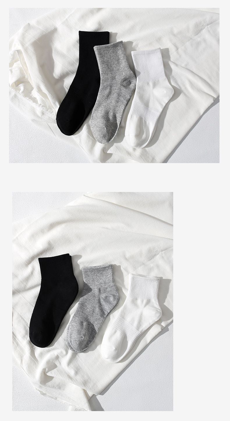 Calzini da barca bianchi da donna, calzini da uomo neri in cotone tinta unita, calzini versatili da basket con design a bocca bassa_voghion.com