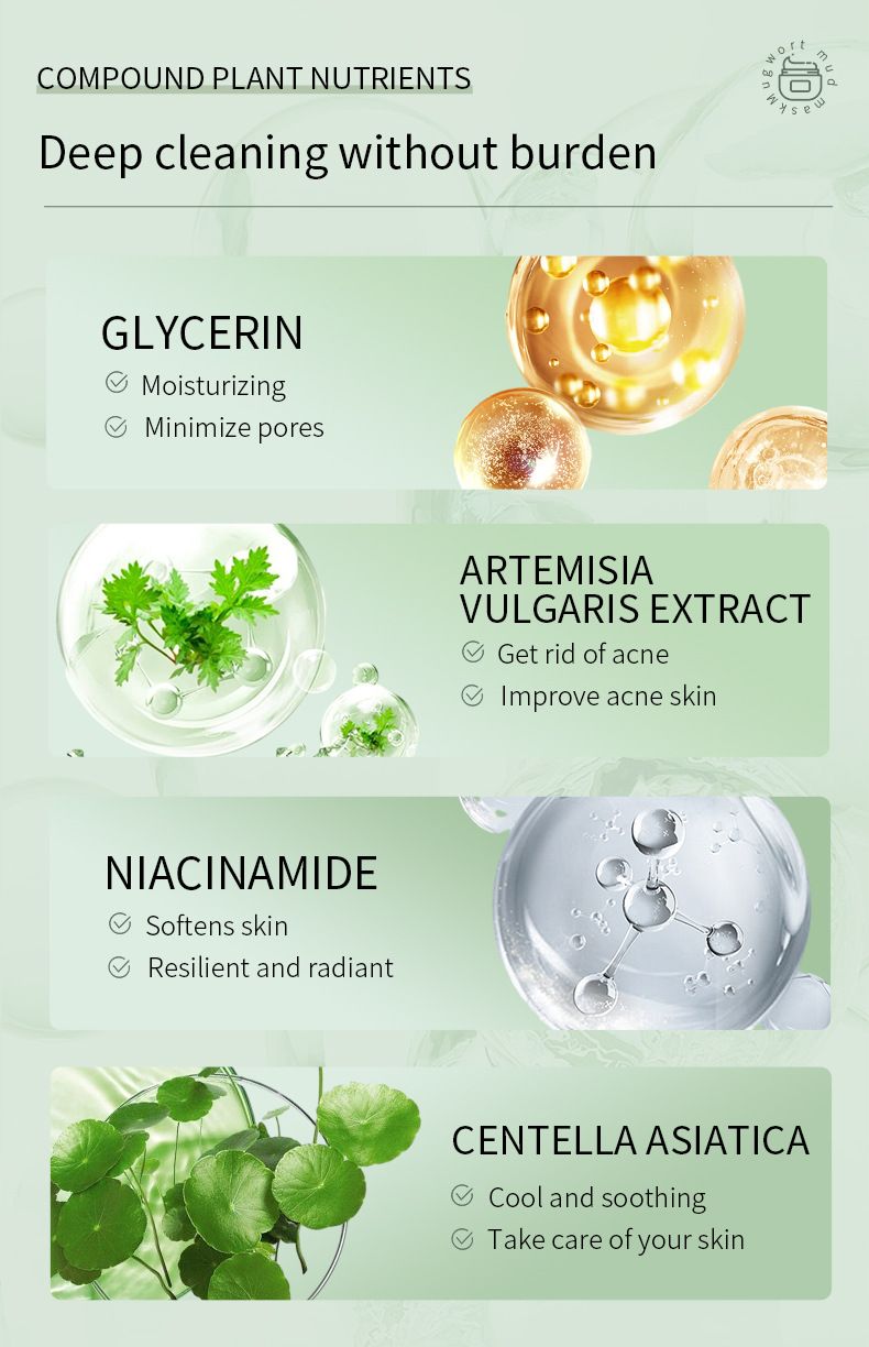 Maschera di fango al tè verde da 55 g, pulizia profonda del viso, rimozione dell'acne, macchie scure, controllo dell'olio, idratante per pelle grassa, cura periodica femminile_voghion.com