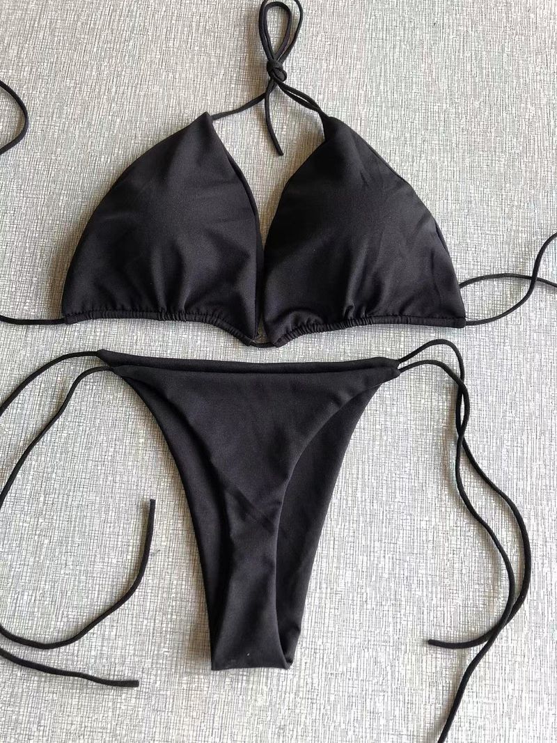 Women's Clothing Swimsuit With Chest Pads Three Point Sexy Swimsuit Women's Split Adjustable Laces_voghion.com