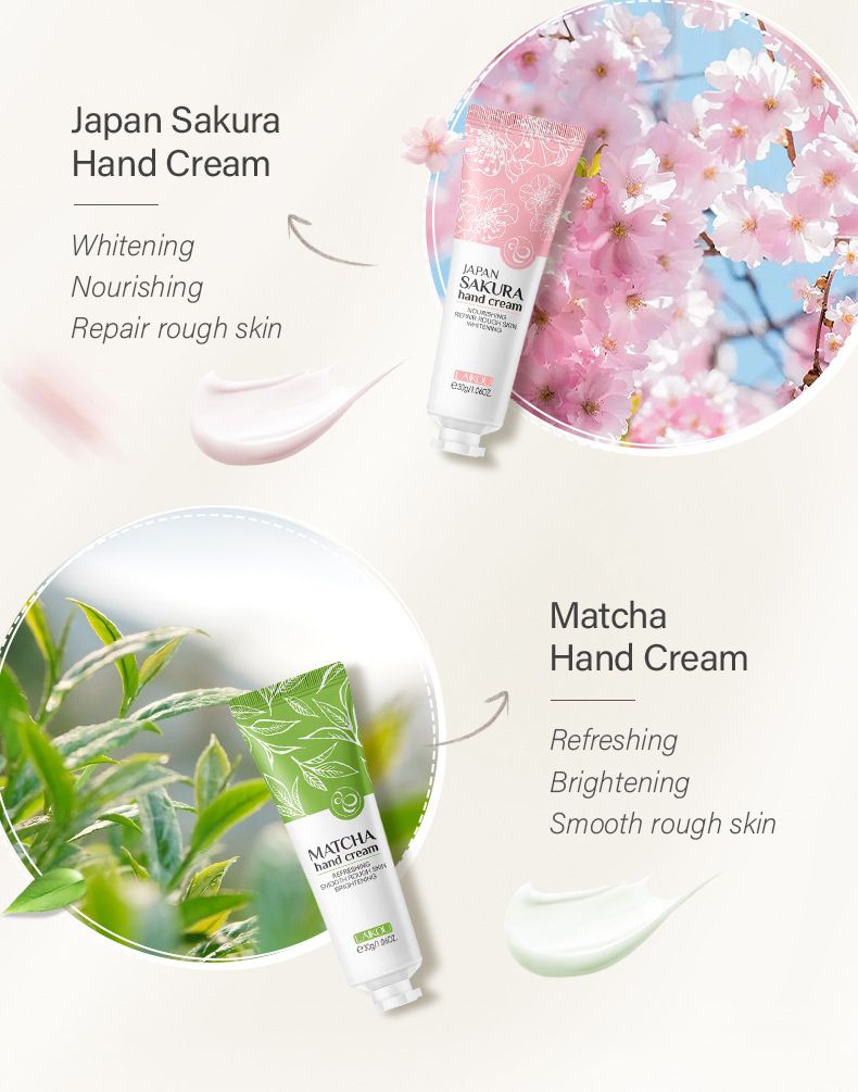 LAIKOU roku krēms Cherry Blossom Matcha avokado kumelīšu mitrinošs mitrinošs roku krēms_voghion.com