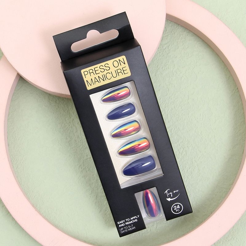 Modisch zu tragende Nageltabletten, 24 Stück, fertiger schuppiger Spiegel, Mandelnagel, neutrale Verpackung, Nageltabletten, künstlicher Nagel für Frauen_voghion.com