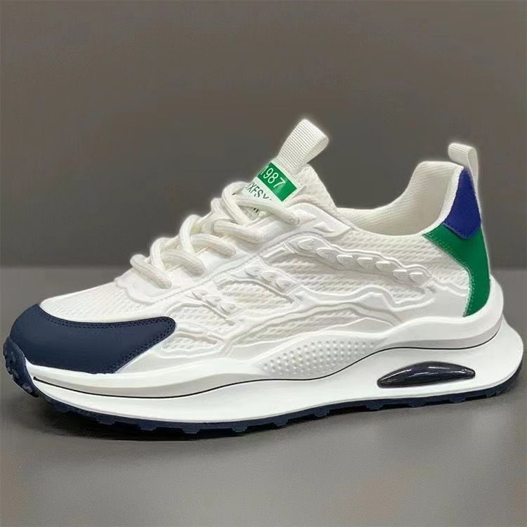 Sommer Neue atmungsaktive Mesh-Schuhe mit dicker Sohle, die die Höhe erhöhen, weiße leichte und vielseitige, lässige, trendige Papa-Schuhe_voghion.com