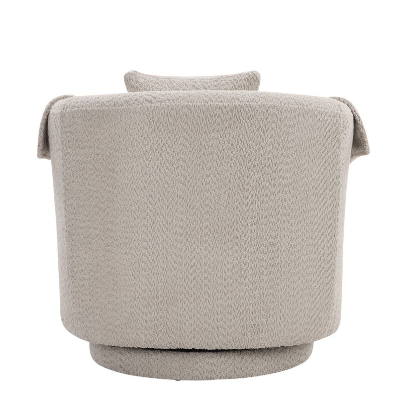 Swivel Accent Chair With Ottoman Set, Modern Chenille Barrel Armchair With Removable Back Pillow & 2 Armrest Covers For Living Room, Bedroom, Office, Gray_voghion.com