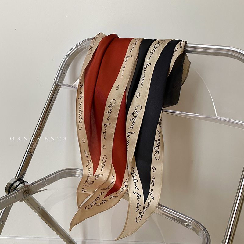 Automne Élégant Mode Coréenne Petite Écharpe Lettre Diamant Longue Écharpe Bandeau De Cheveux Écharpe Professionnelle Tout-Allumette Chapeaux Femmes_voghion.com