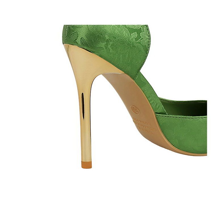 8626-1 Scarpe singole con tacco alto e sottile in stile cinese da donna, con bocca bassa, in metallo e seta, a punta_voghion.com