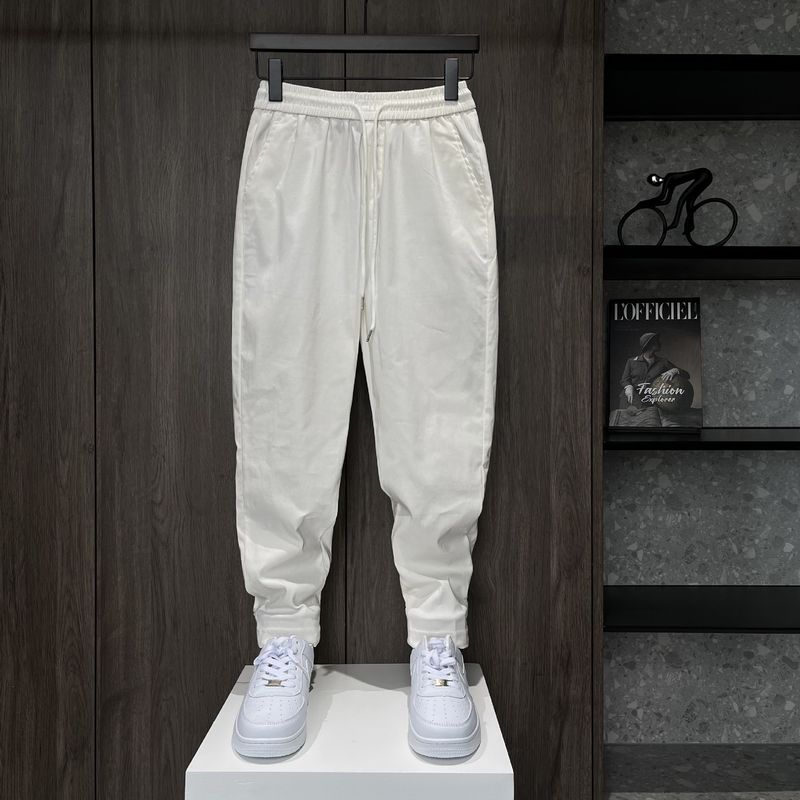 Einfarbige Freizeithosen für Herren mit Schnürung am Knöchel, trendige, lockere Trainingshose_voghion.com