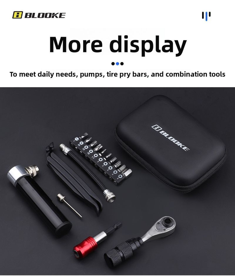 BLOOKE Bicycle Repair Box Ratchet Socket Wrench Tire Lever Pump Multi-Function Tool Kit_voghion.com