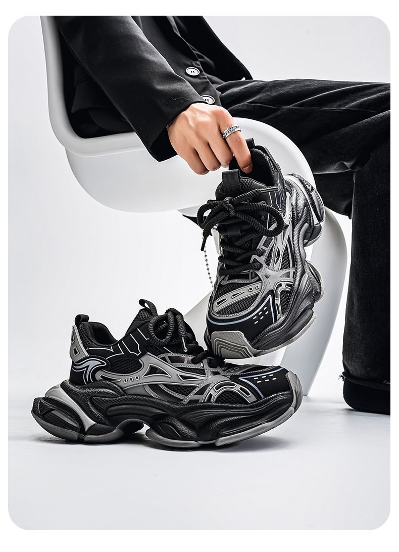 Men's Shoes 2026 New Winter Mesh Breathable Versatile Casual Sports Shoes Black Explosive Street Thick Sole Height Increasing Dad Shoes_voghion.com