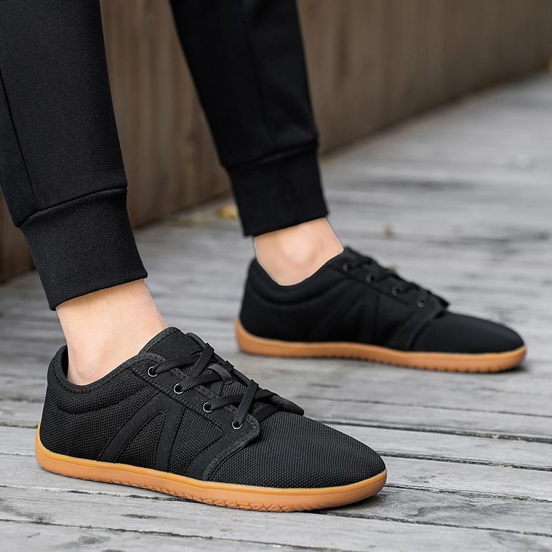 Baskets unisexes à la mode et à la largeur large, chaussures de marche décontractées à semelle zéro et à bout croisé minimaliste_voghion.com