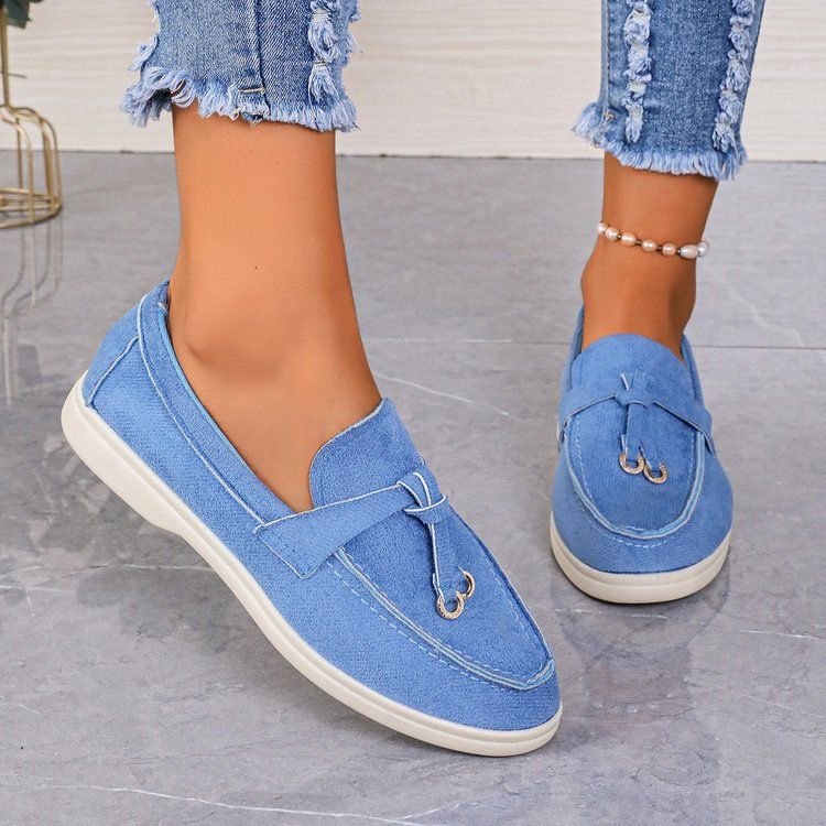 Casual Plus Size Flat Women's British Style Loafers Slip-On Lazy Shoes_voghion.com