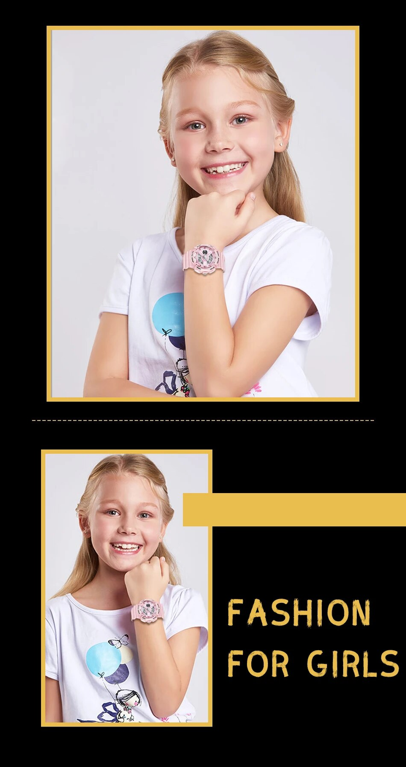Montre numérique électronique LED pour enfants, chronographe, horloge de Sport, étanche 5 bars, pour garçons et filles_voghion.com