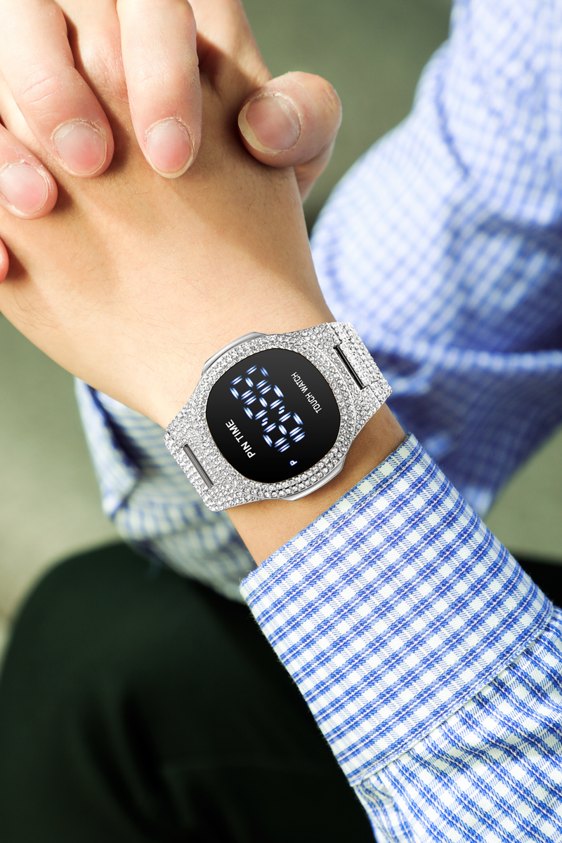 Luxuriöse, minimalistische Digitaluhr für Herren mit Diamantakzenten – wasserdichte Quarzuhr für Business und Freizeit – Roségold, Silber, Gold, Schwarz_voghion.com