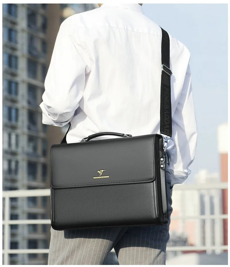 Aktentaschen aus Leder für Männer Designer Work Business Tote Bolsas Schwarze Handtasche Schulter Anwalt Square A4 Side Crossbody Bag_voghion.com