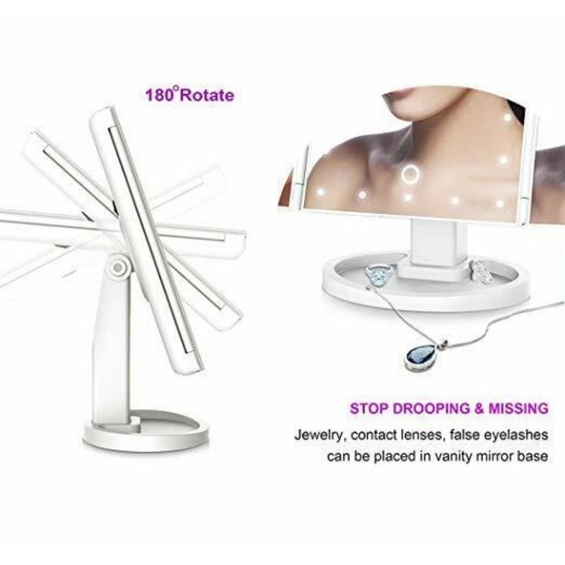 A Large Light Colored Makeup Mirror With A Magnification Of 1X/10X And A 180 ° Single-sided Desktop Makeup Mirror, Suitable As A Gift For Others_voghion.com