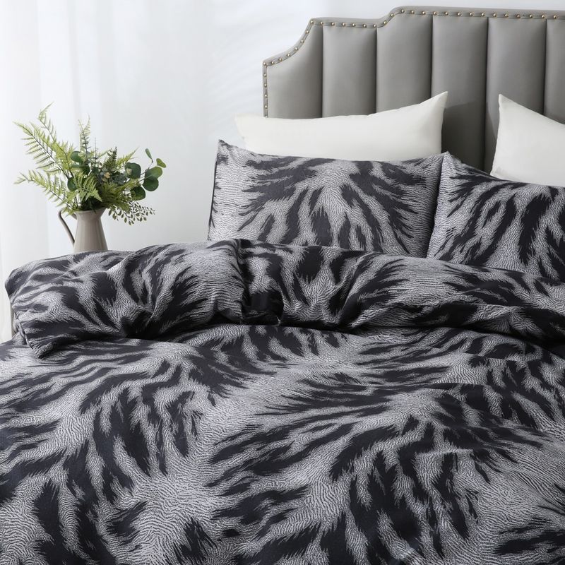 Modern Zebra Print Bedding Set - Soft Brushed Polyester 3-Piece Duvet Cover With Geometric Patterns, Nordic Style For Queen & King Size Beds_voghion.com
