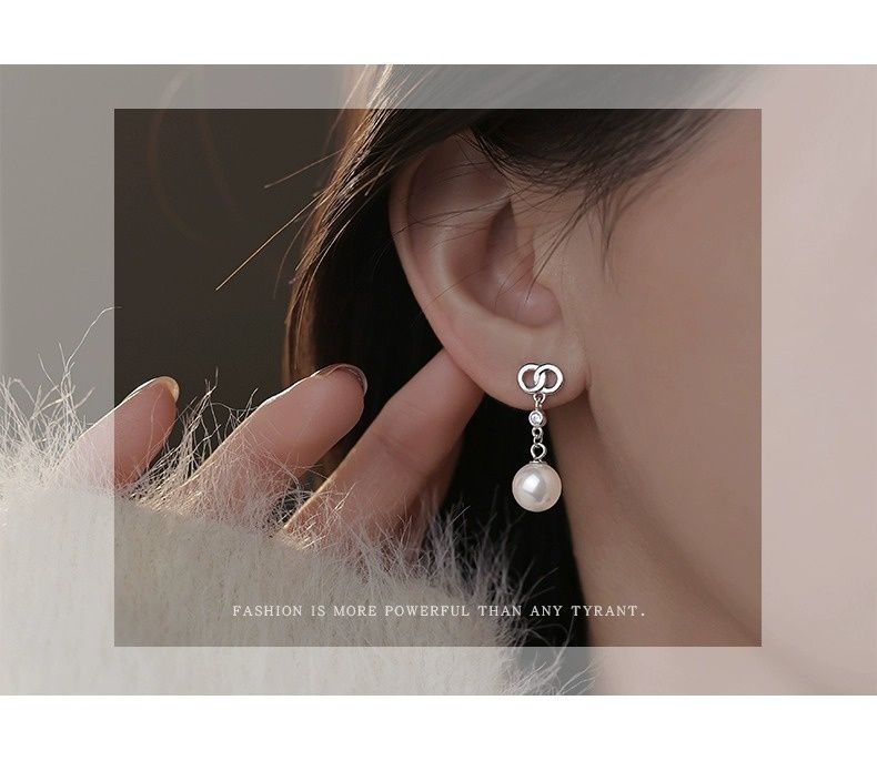 Tiqi S Reines Silber Französisch Licht Luxus Shi Jia Perle Ohrringe, Nische High-End-Gefühl, Doppel Ring Quaste Ohrringe Für_voghion.com